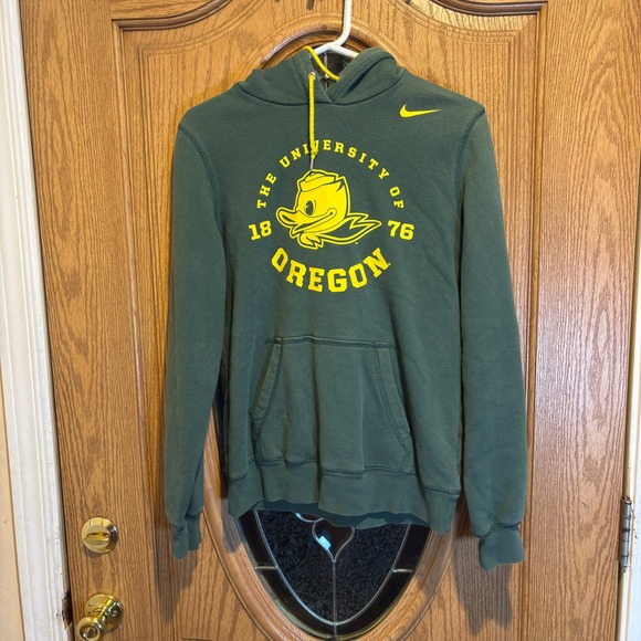 Nike University of Oregon Ducks Hoodie Sweatshirt Green Yellow Large - Picture 1 of 8